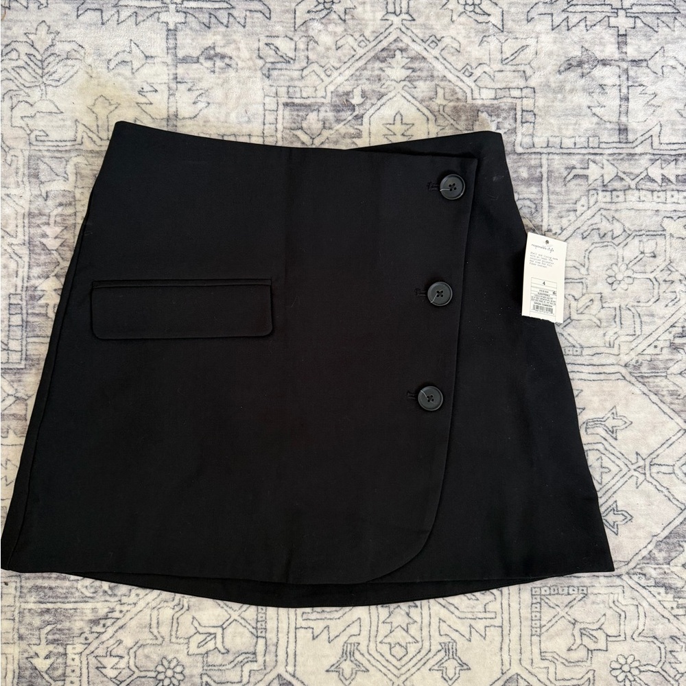a new day Black Mini Skirt with Side Buttons